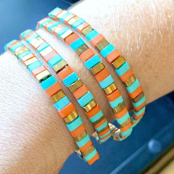 Handmade Friendship Miyuki Tila Glass Beaded Elastic Stretch Bracelets 6 Styles - Picture 13 of 14